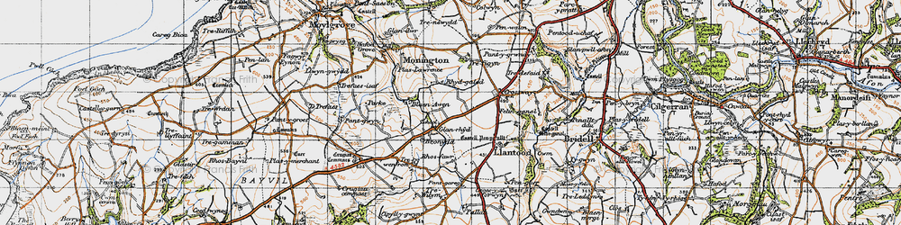 Old map of Bryngolau in 1947