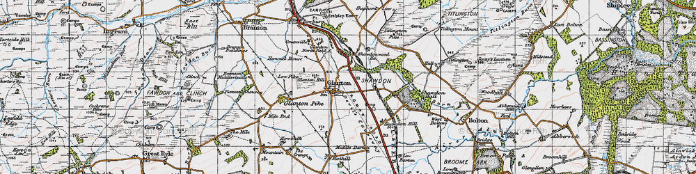 Old map of Glanton in 1947