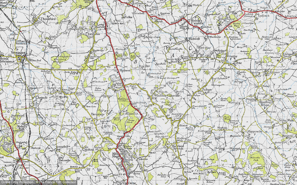 Old Map of Historic Map covering Blackmore Ford Br in 1945