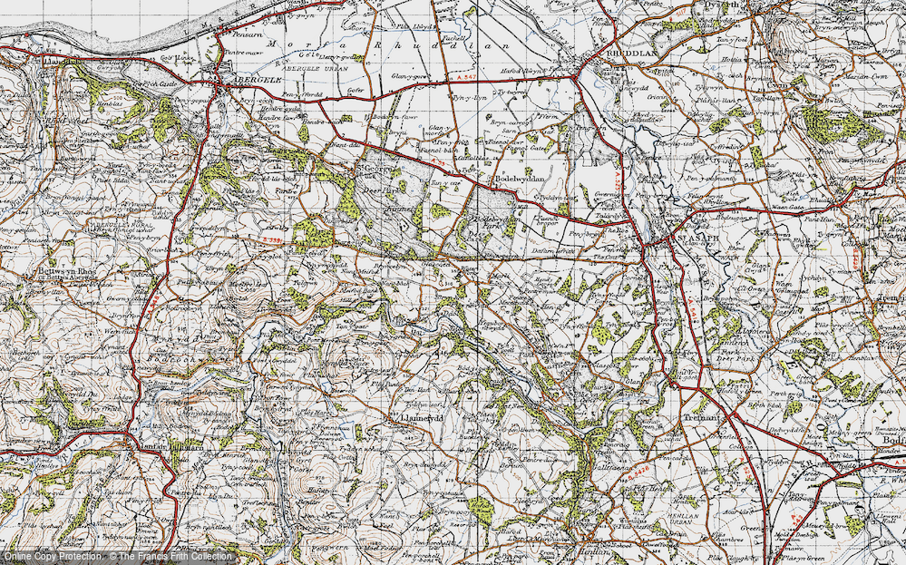 Old Map of Historic Map covering Bryn-hên in 1947