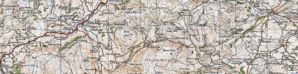 Old map of Lower Cwm-twrch in 1947