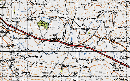 Old map of Afon Llaethog in 1947