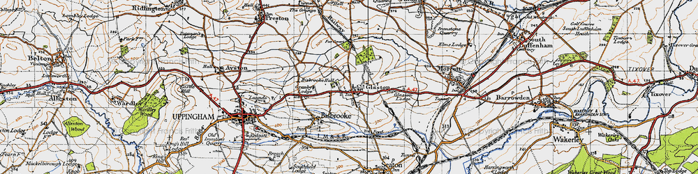Old map of Glaston in 1946