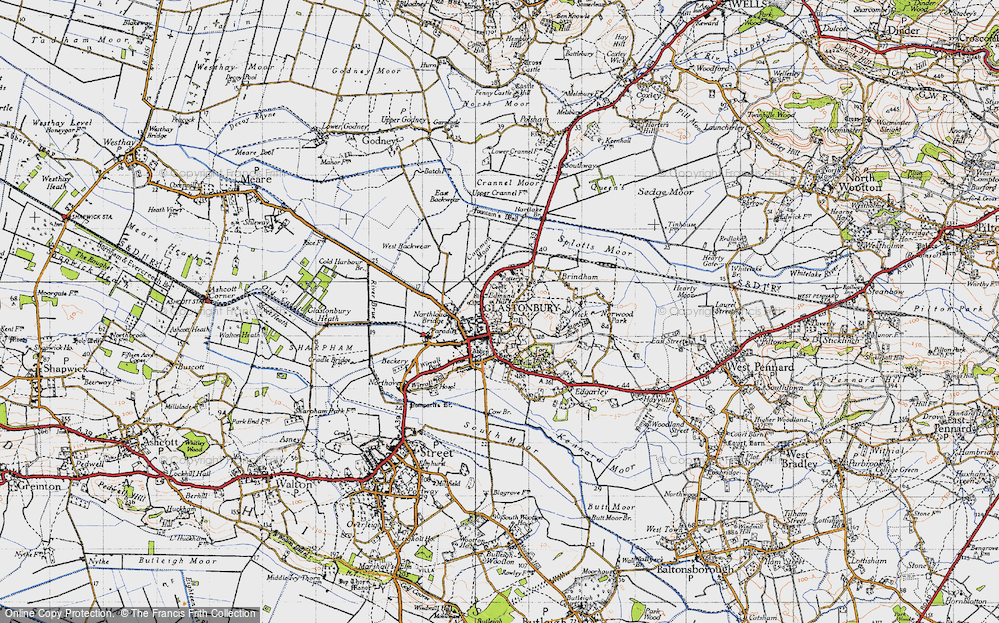 Old Map of Glastonbury, 1946 in 1946
