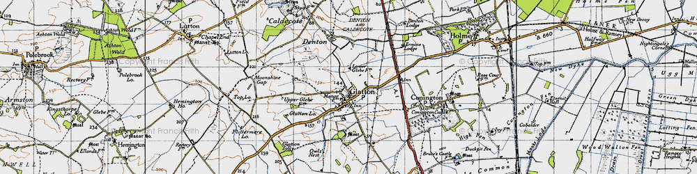 Old map of Glatton in 1946