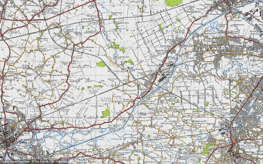 Old Map of Historic Map covering Holcroft Moss in 1947