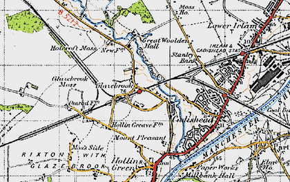 Old map of Glazebrook in 1947