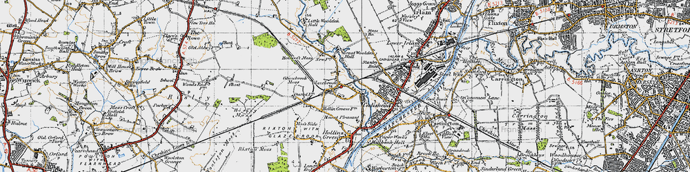 Old map of Holcroft Moss in 1947