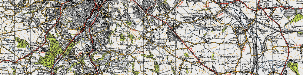 Old map of Gleadless in 1947