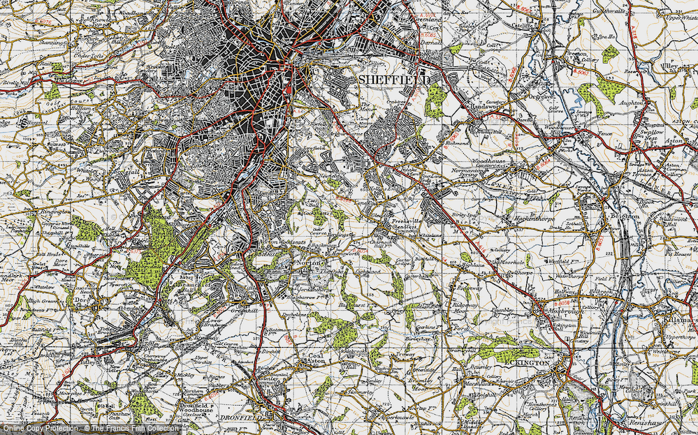 Old Map of Gleadless Valley, 1947 in 1947