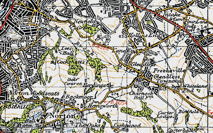 Old map of Gleadless Valley in 1947