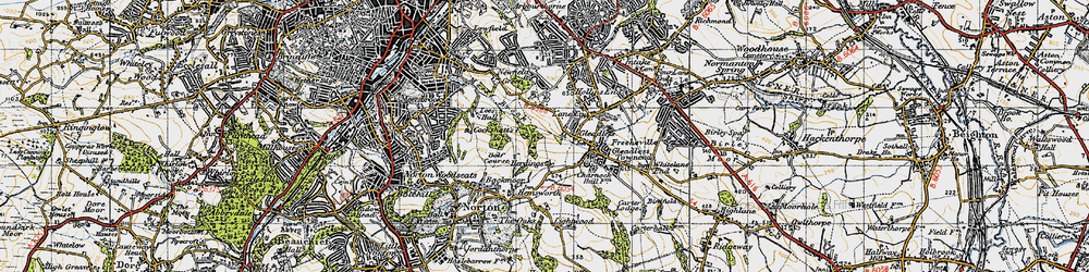 Old map of Gleadless Valley in 1947