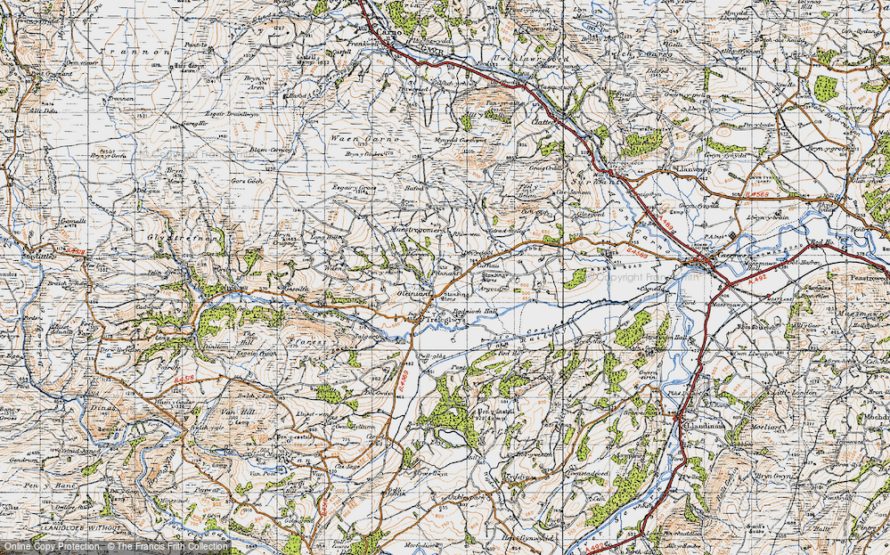Old Map of Historic Map covering Ystradfaelog in 1947