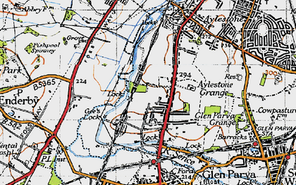 Old map of Glen Parva in 1946