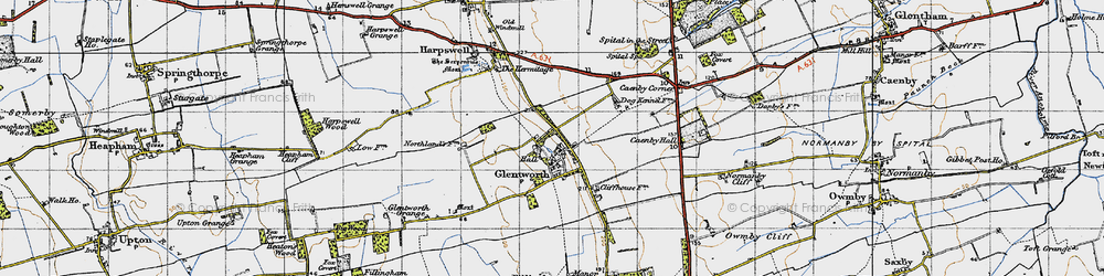 Old map of Glentworth in 1947