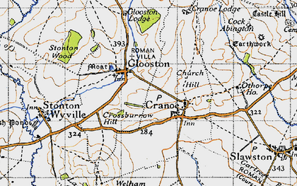 Old map of Glooston in 1946