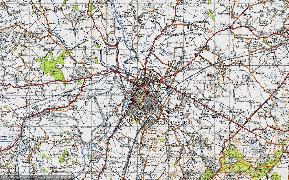 Old Map of Gloucester, 1947 in 1947