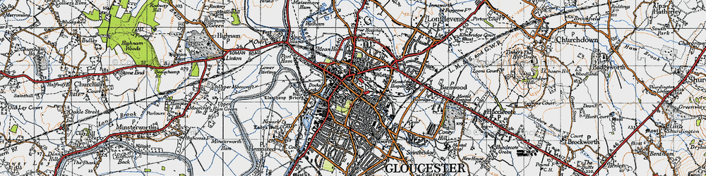 Old map of Gloucester in 1947