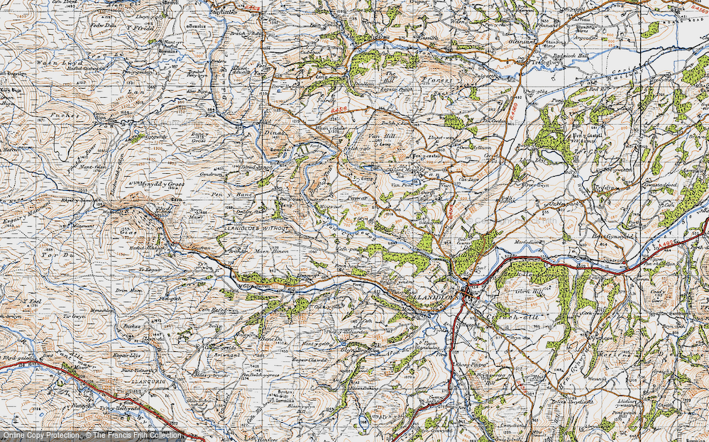 Old Map of Historic Map covering Bronheulwen in 1947