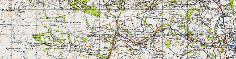 Old map of Glyn Ceiriog in 1947