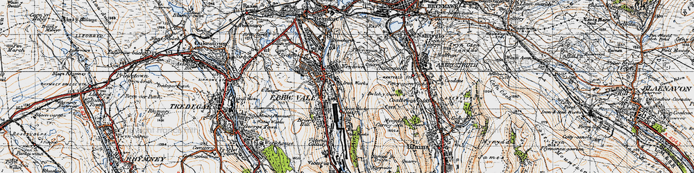 Old map of Glyn Etwy in 1947
