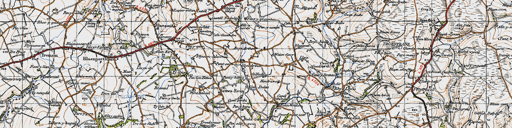 Old map of Glynarthen in 1947