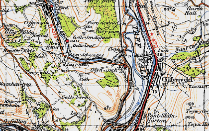 Old map of Glyncoch in 1947