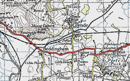 Old map of Glynde in 1940