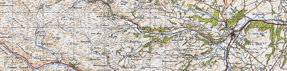 Old map of Glynhafren in 1947