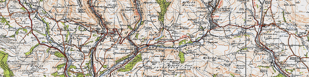 Old map of Glynllan in 1947