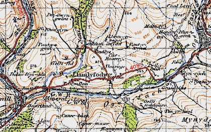 Old map of Glynogwr in 1947