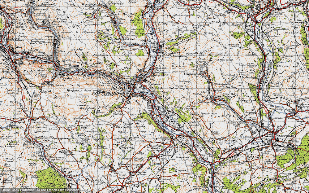 Old Map of Historic Map covering Bryn Tail in 1947