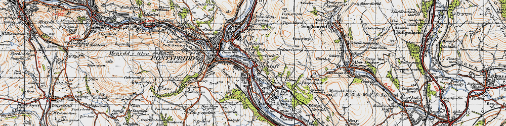 Old map of Bryn Tail in 1947