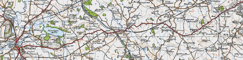 Old map of Gnosall Heath in 1946