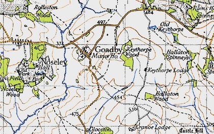 Old map of Goadby in 1946