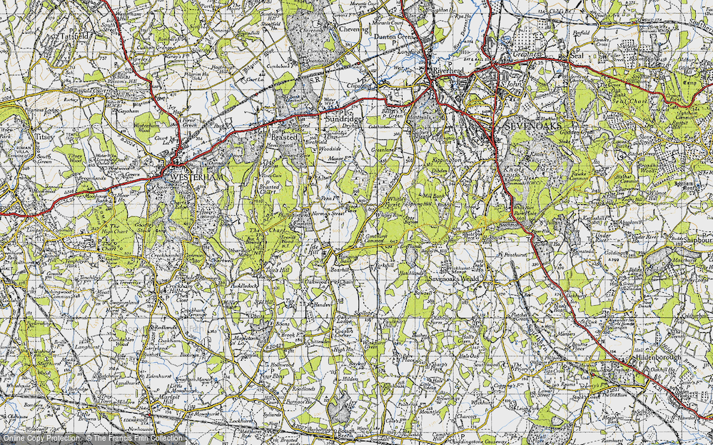 Old Map of Historic Map covering Brook Place in 1946
