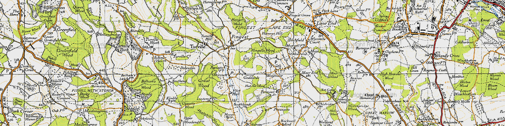 Old map of Goddards in 1947
