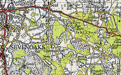 Old map of Godden Green in 1946
