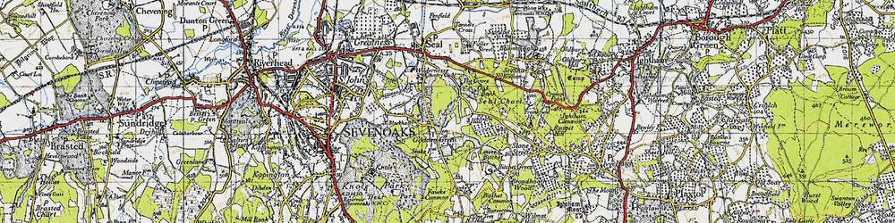 Old map of Godden Green in 1946