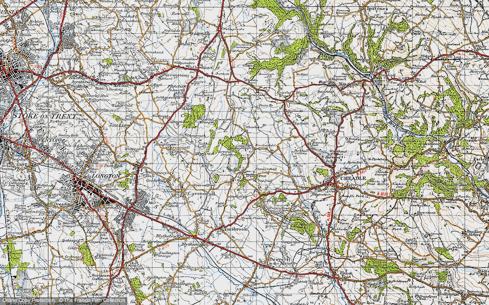 Old Map of Historic Map covering Whitehurst in 1946