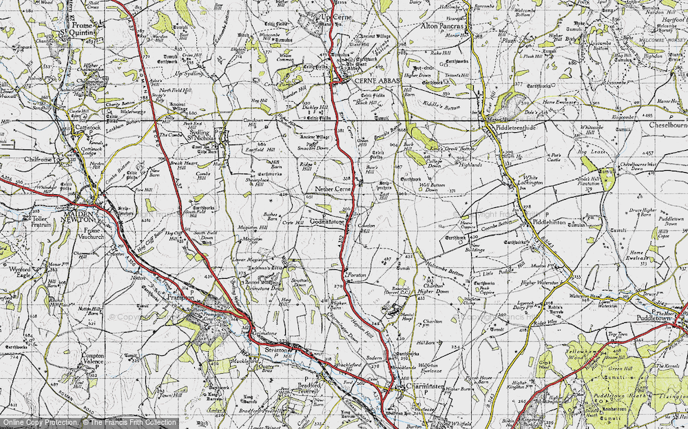 Old Map of Godmanstone, 1945 in 1945