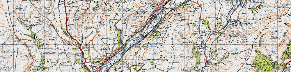 Old map of Godre'r-graig in 1947