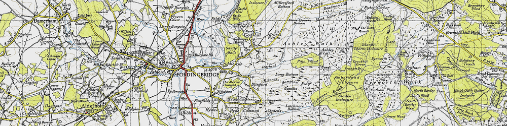 Old map of Godshill in 1940
