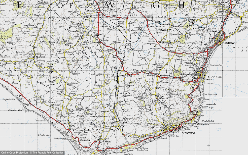 Old Map of Historic Map covering Bridgecourt in 1945