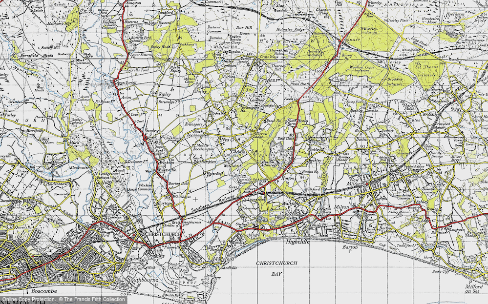 Old Map of Historic Map covering Burton Common in 1940
