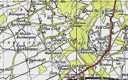 Old map of Burton Common in 1940