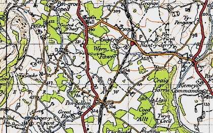 Old map of Goetre in 1946