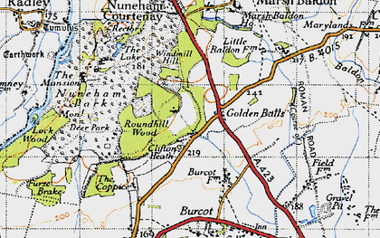 Old map of Golden Balls in 1947