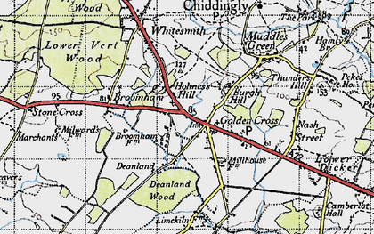 Old map of Golden Cross in 1940