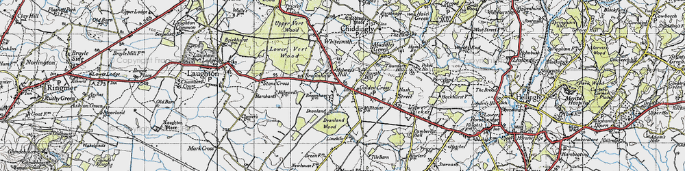 Old map of Golden Cross in 1940